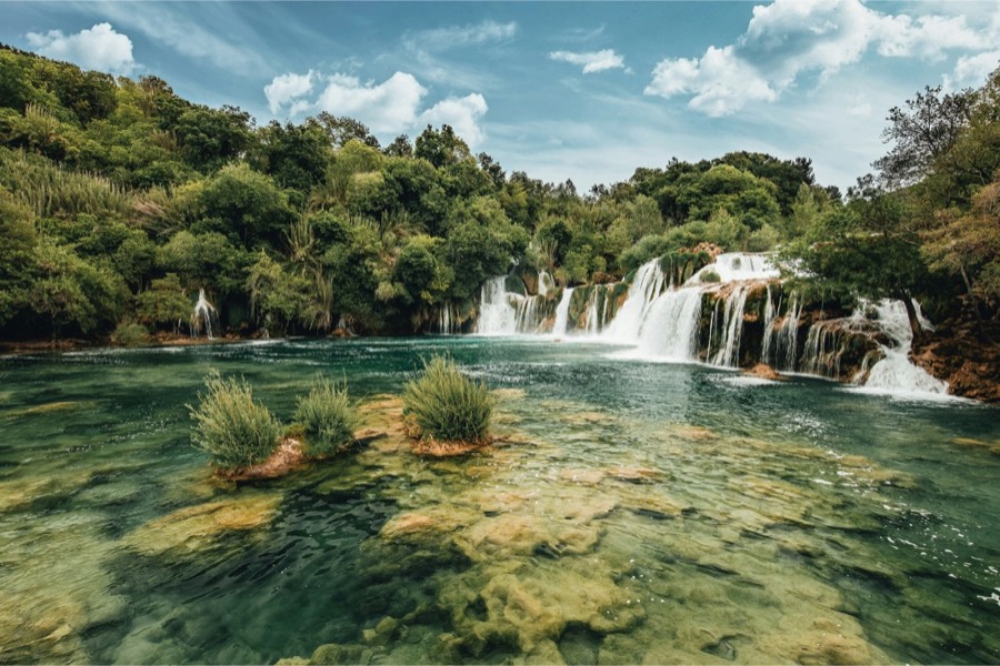 The broad cascades of the Krka waterfalls